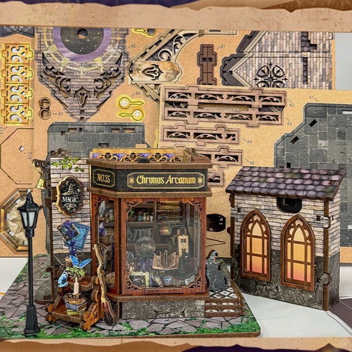 wooden time magic workshop diy miniature house 3d model kit