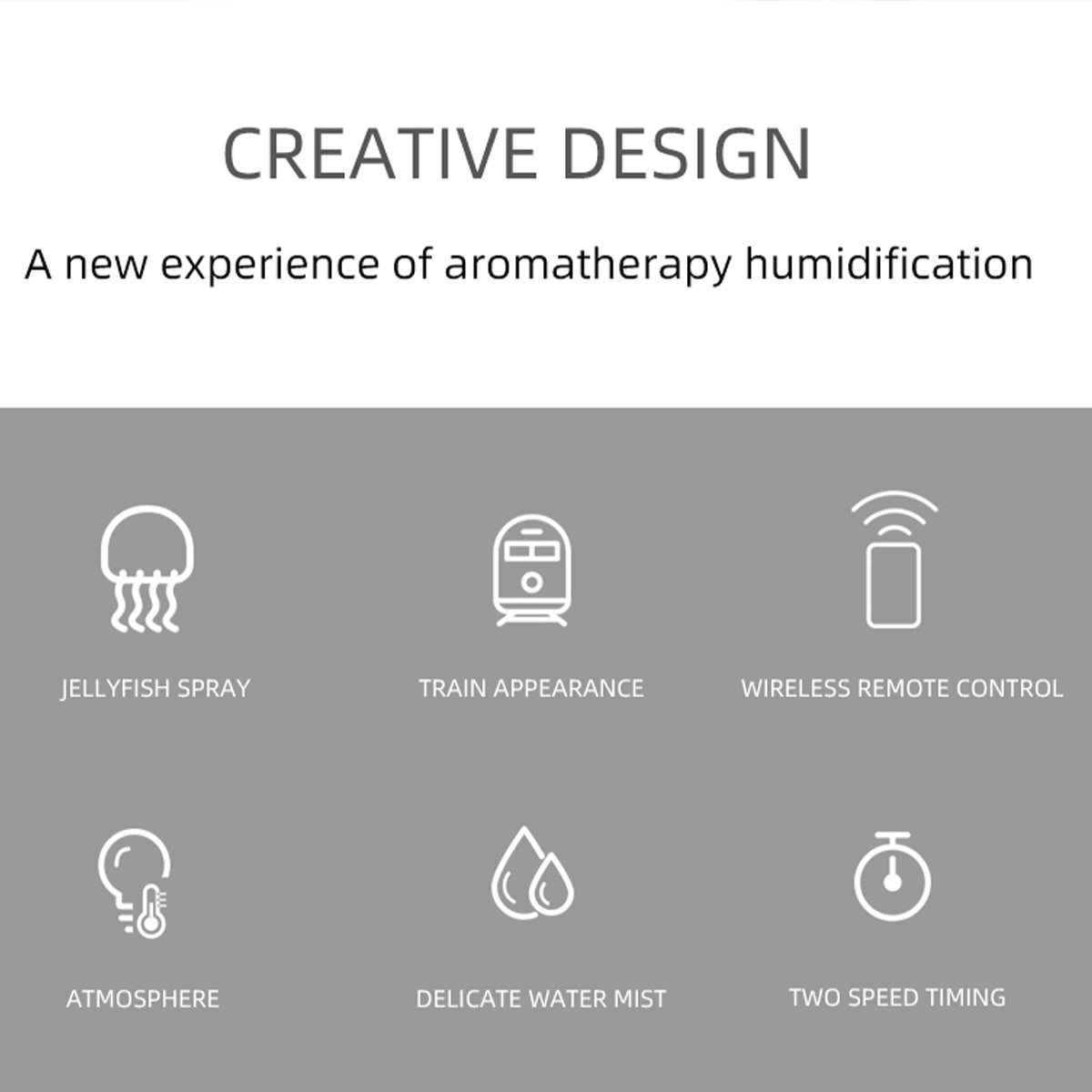 train shape essential oil diffuser humidifier with dual-color led light