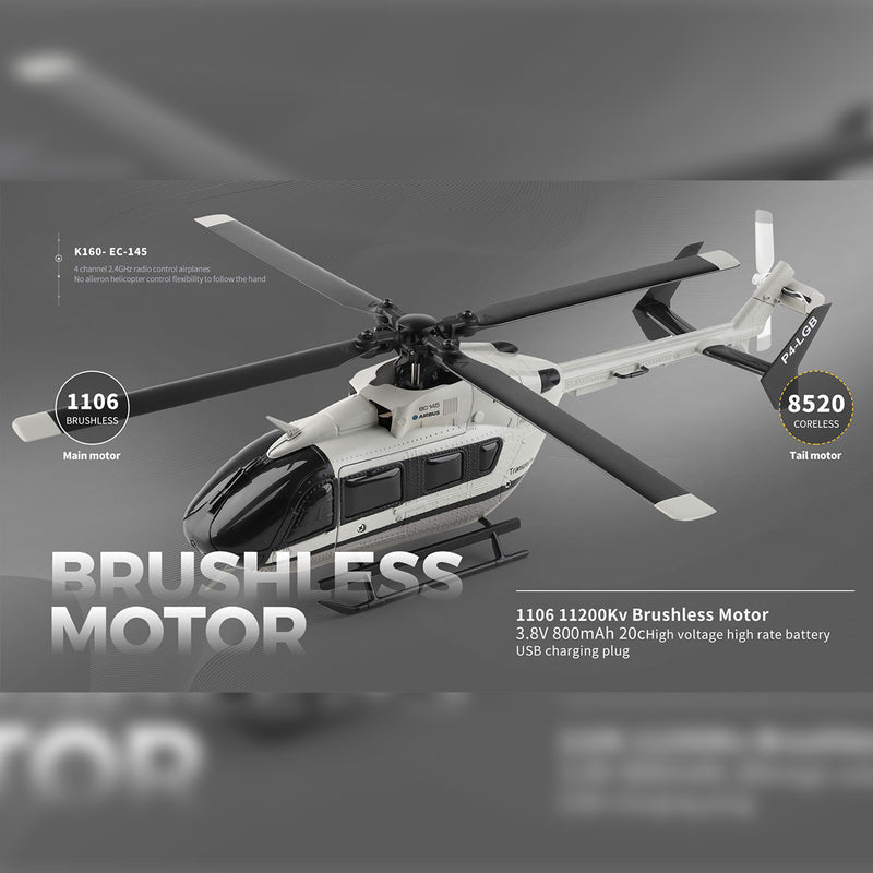 wl-k160 ec-145 160-class 2.4g 4ch 4-propeller flybarless scale rc helicopter model with adjustable left/right-hand throttle (rtf version)