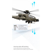 rc era c170 ah-64d 1/48 scale 2.4g 6ch flybarless military rc helicopter model with optical flow positioning, tof altitude hold, one-key inverted flight and brushless motor (rtf version)