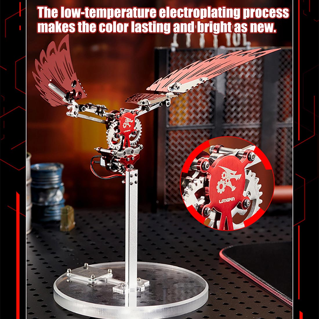 flaming shadow 3d metal mechanical ornithopter assembly model kit with mechanical transmission