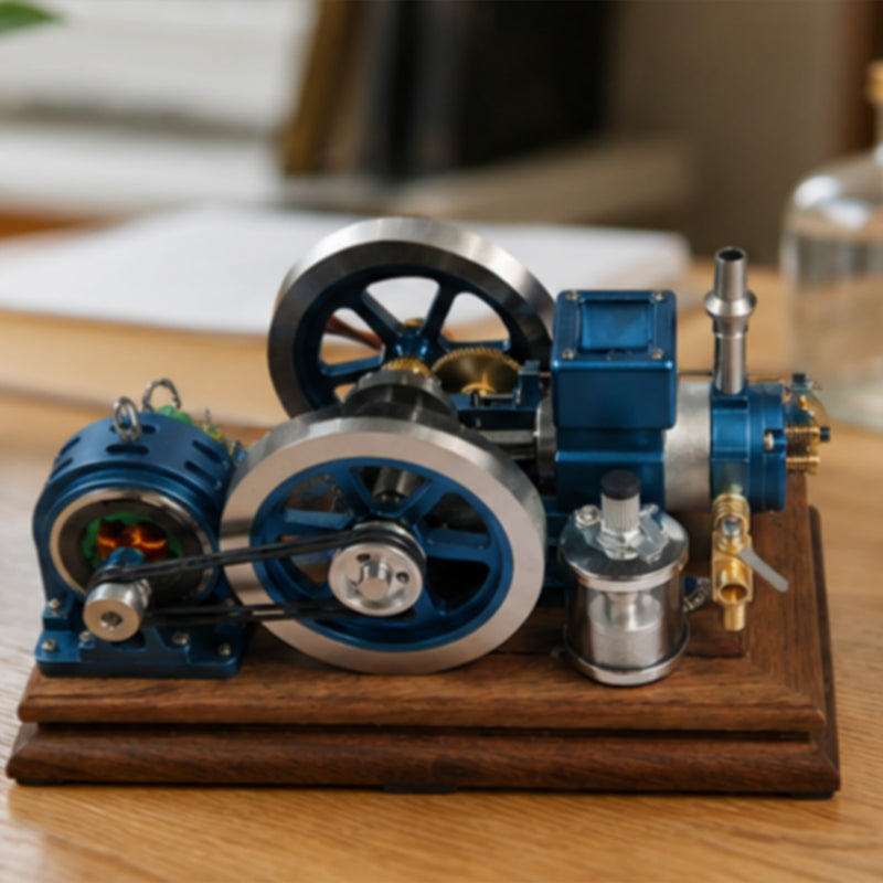 ENJOMOR Antique Working 4-Stroke Internal Combustion Gas Engine Model Horizontal Stationary Engine with Evaporative Water Cooling System