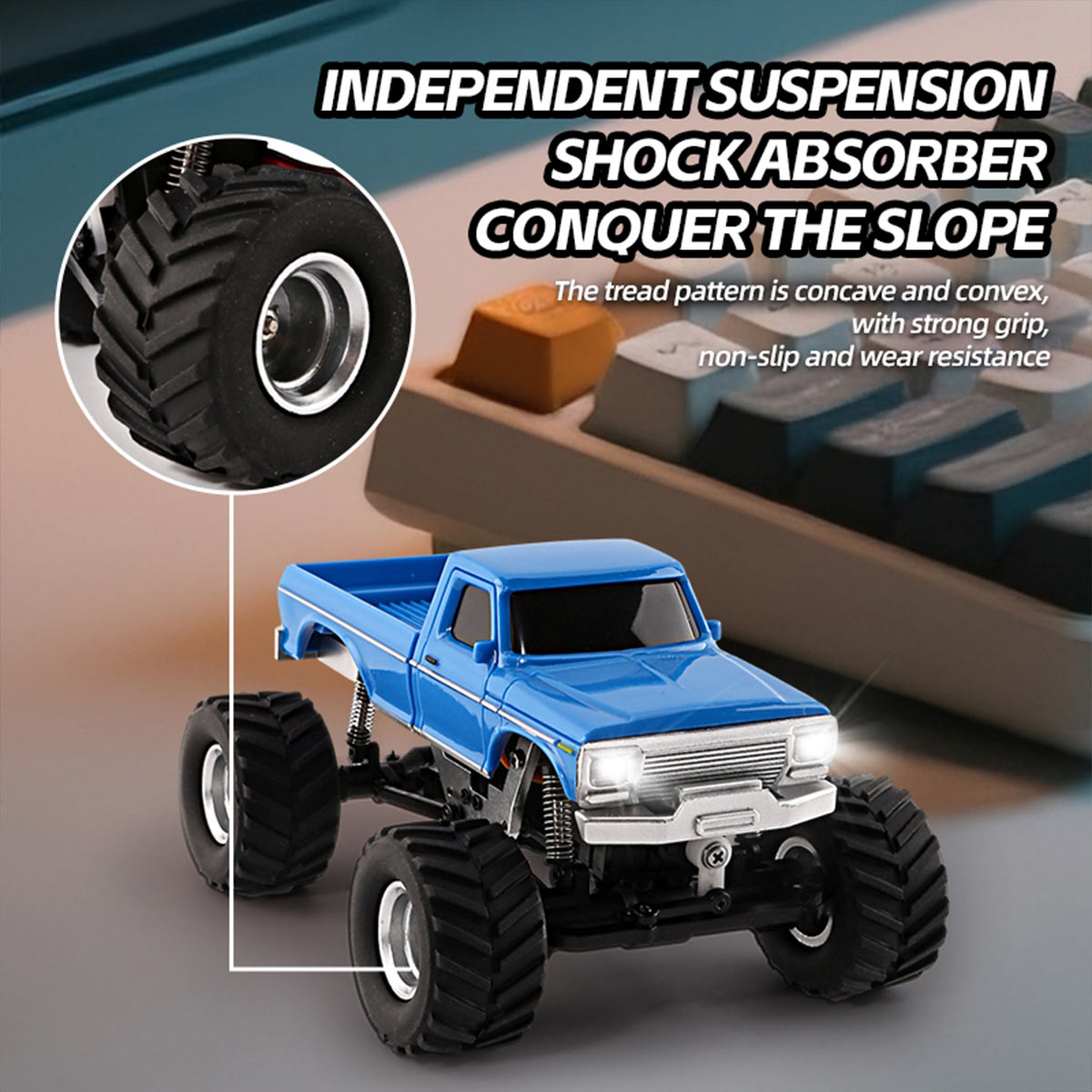 1/36 scale 2.4g 4wd proportional rc off-road car – led lights, long battery life
