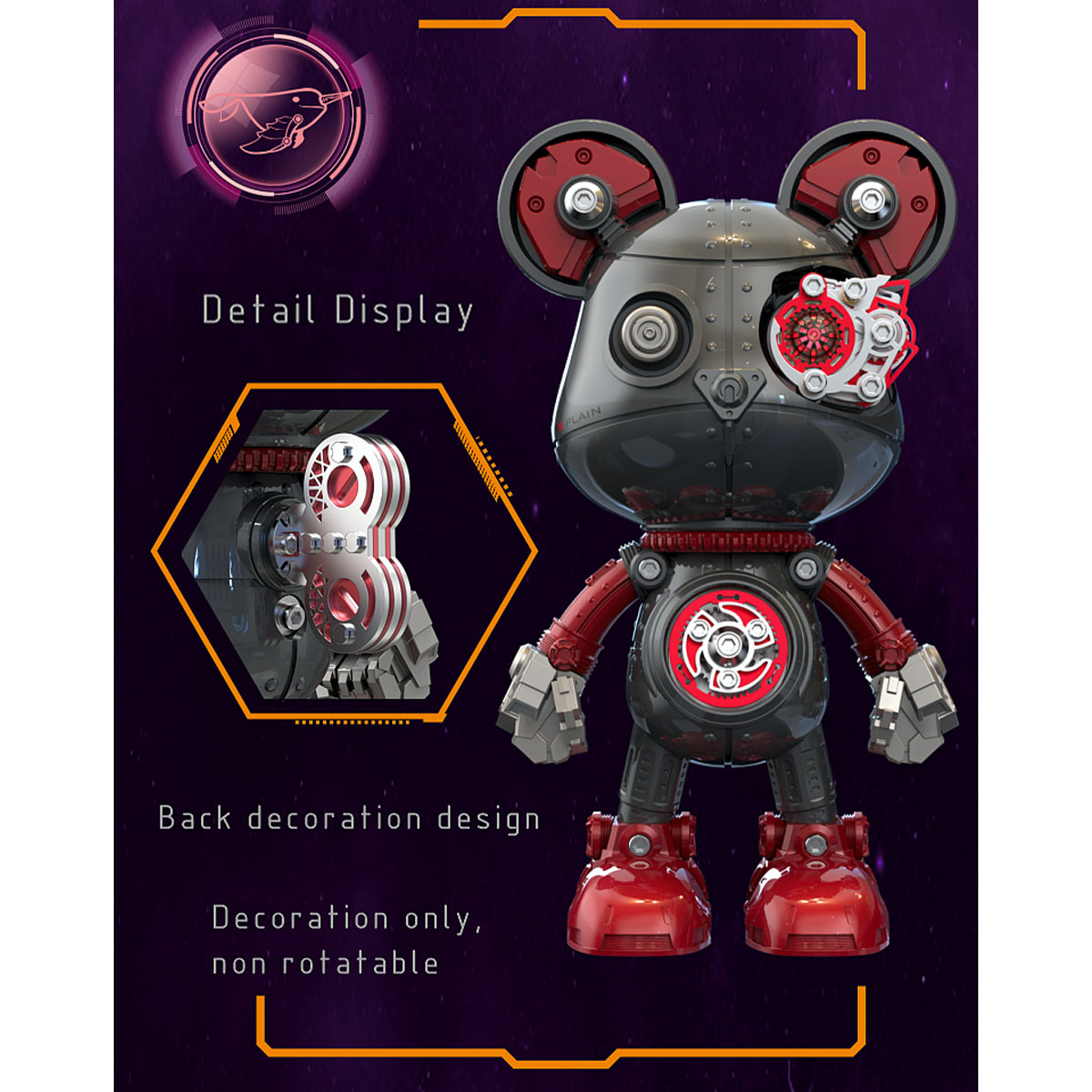 Cyborg Violence Bear 3D Metal Puzzle Model Building Kit High End Deskt ...