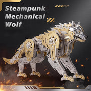 3d metal puzzle mechanical wolf kit-steampunk creature model with movable joints,desktop display collectible mechanical figure