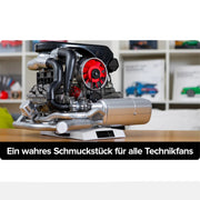 1/3 scale diy horizontal opposed 6-cylinder engine kit with operational turbocharger - electric motorized stem educational display model