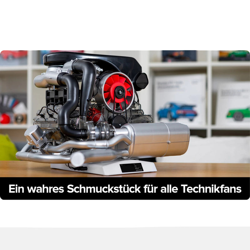 1/3 scale diy horizontal opposed 6-cylinder engine kit with operational turbocharger - electric motorized stem educational display model