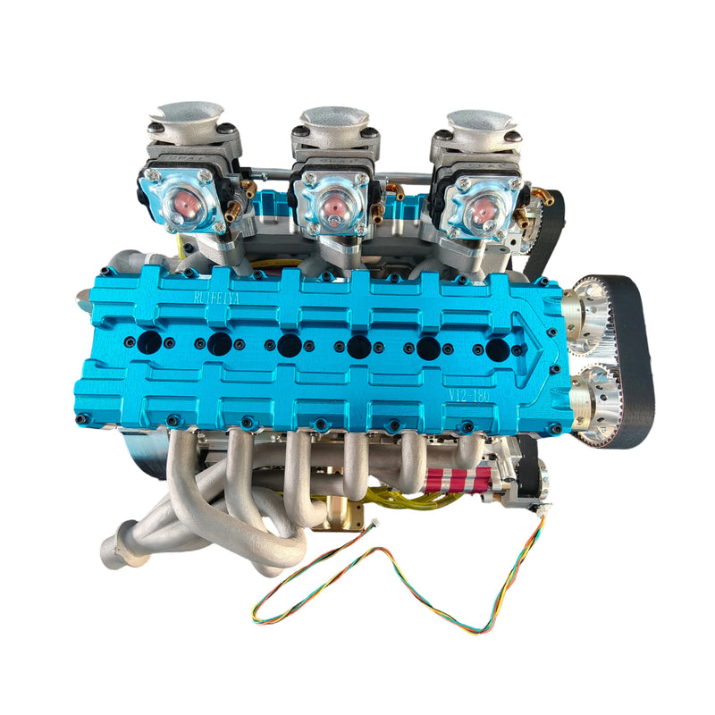 RUIFEIYA 1/4 Scale V12 Gas Engine Model - 180cc DOHC 48-Valve 4-Stroke V12 Water-Cooled Gasoline Internal Combustion Engine