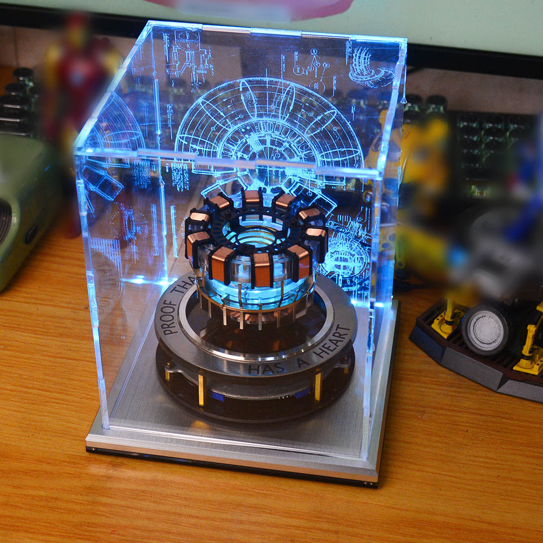Mious MK1 Arc Reactor Model Bouwpakket, Arc Reactor Model met USB Stroomkabel Licht, Creatief Desktop Speelgoed Ornamenten (blauw