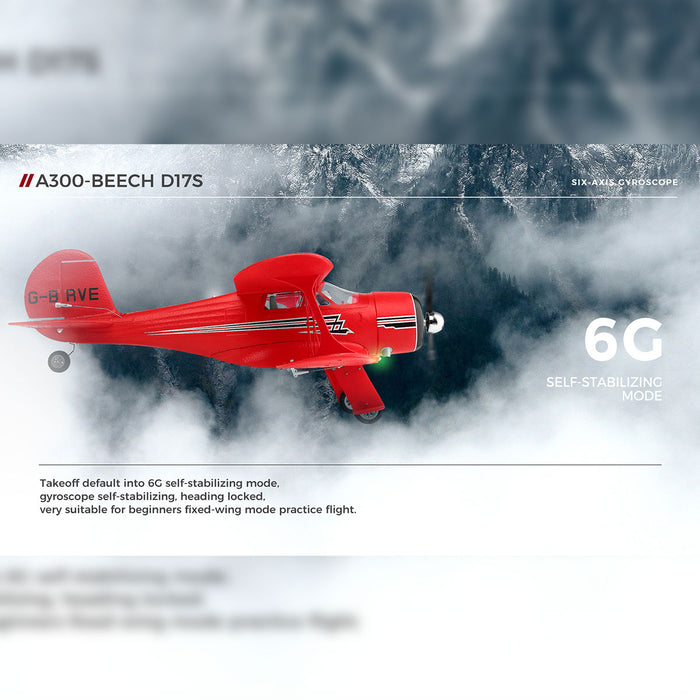 xk a300 beech d17s biplane 3d/6g 2.4g 4ch brushless scale rc airplane model, 550mm wingspan epp fixed wing aircraft with quick release