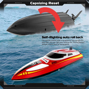 2.4ghz Remote Control Speedboat - 30km/H High-Speed Electric Racing Boat With Led Night Lights
