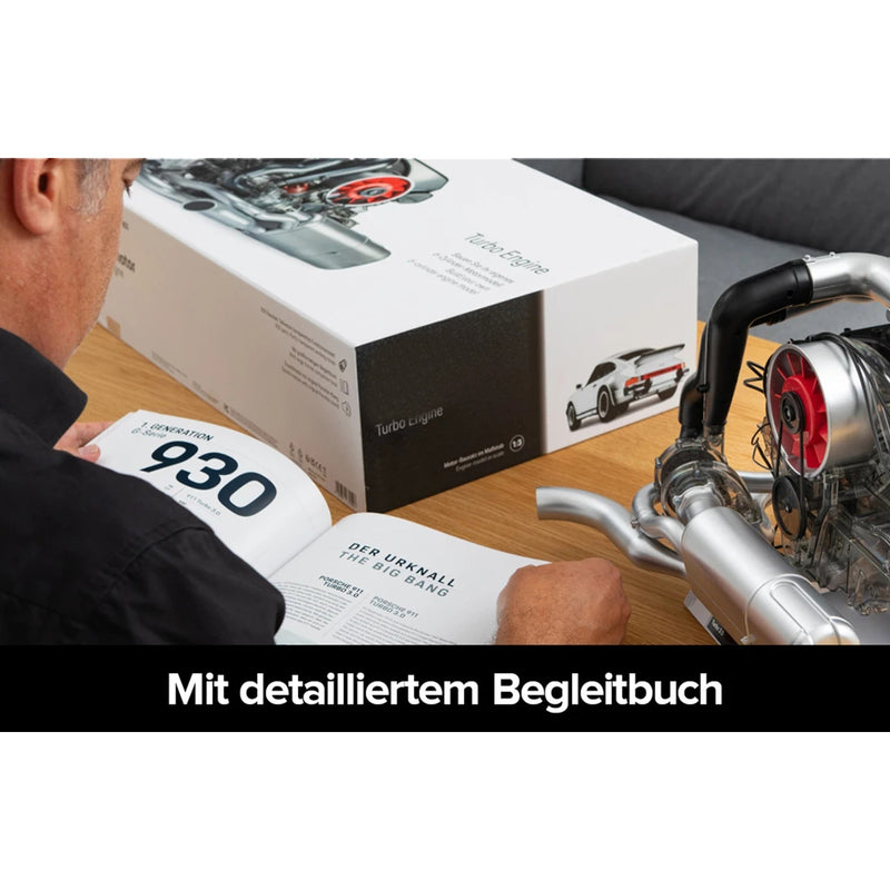 1/3 scale diy horizontal opposed 6-cylinder engine kit with operational turbocharger - electric motorized stem educational display model