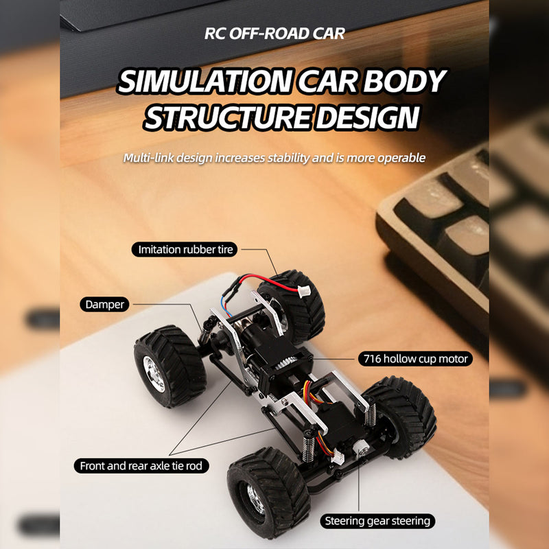 1/36 scale 2.4g 4wd proportional rc off-road car – led lights, long battery life