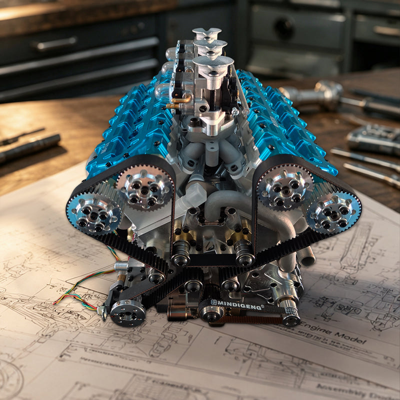 RUIFEIYA 1/4 Scale V12 Gas Engine Model - 180cc DOHC 48-Valve 4-Stroke V12 Water-Cooled Gasoline Internal Combustion Engine