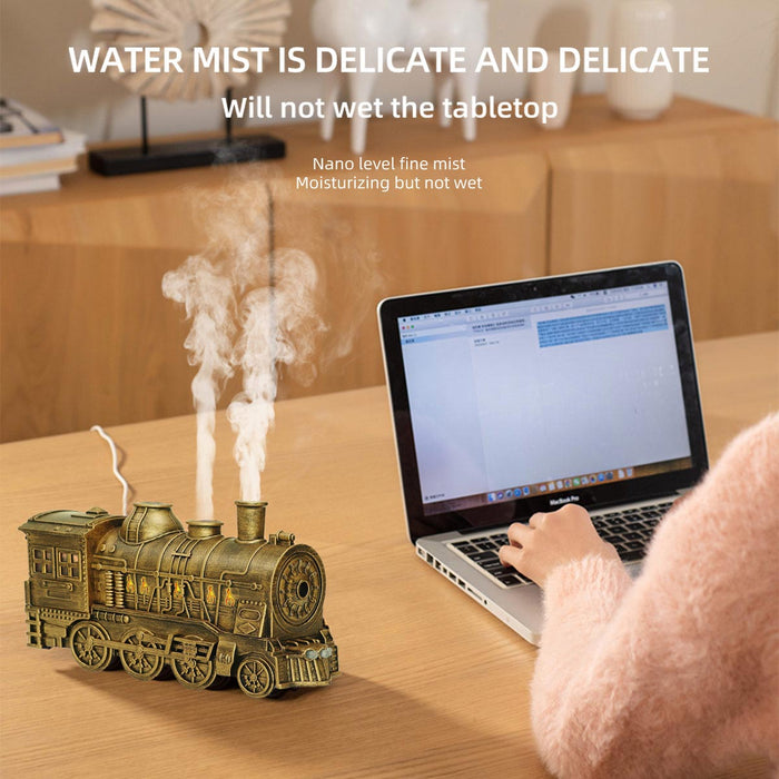 train shape essential oil diffuser humidifier with dual-color led light