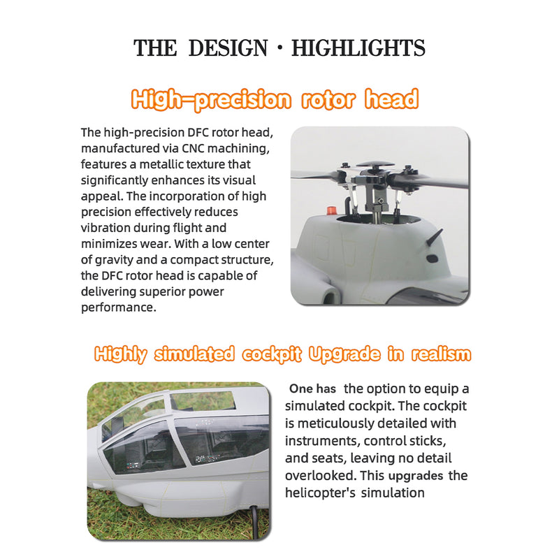 flishrc fl500 bell ah-1 cobra 500-class 2.4ghz 6ch scale rc helicopter with l7 flight controller, 4-mode gps positioning, realistic cockpit  rtf remote control helicopter