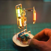 solar metal wire satellite rotating led light tower diy electronic sculpture soldering kit for home desk decor