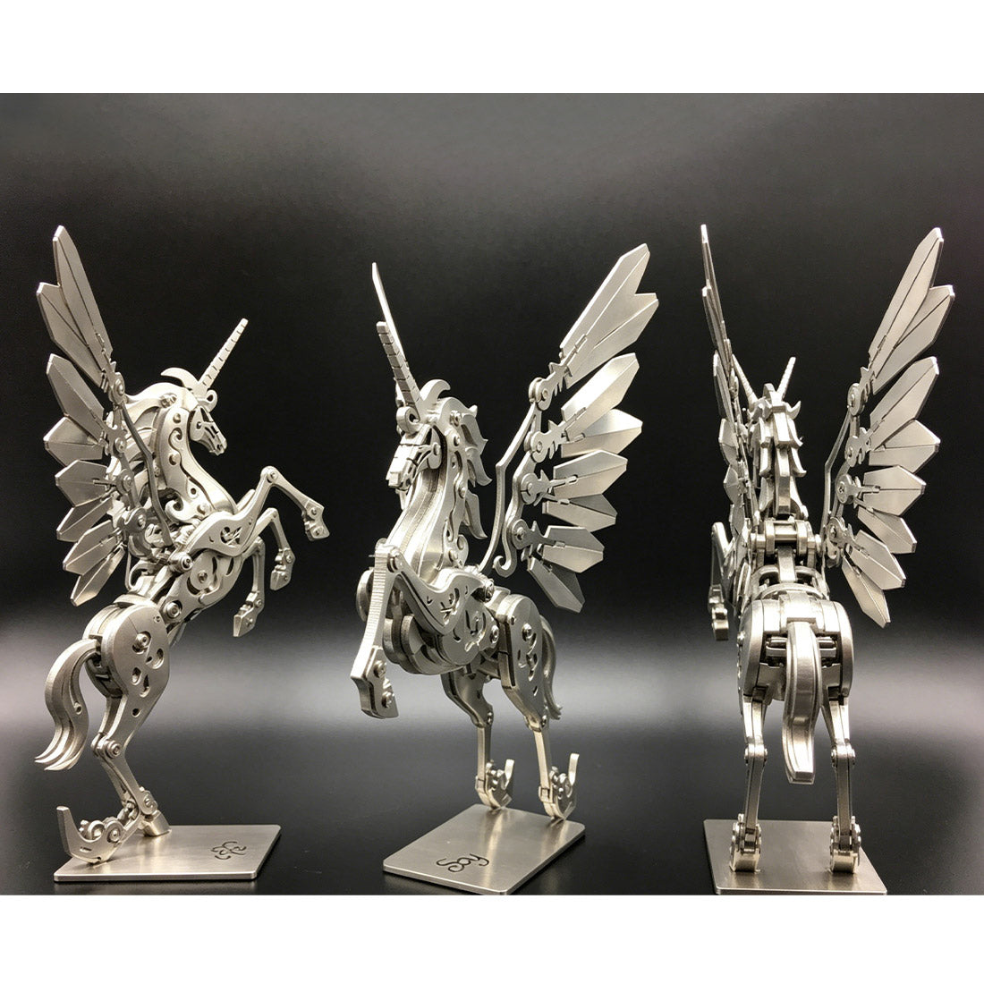 3d stainless steel mechanical unicorn diy assembly model kit, desktop decoration gift for adults and collectors