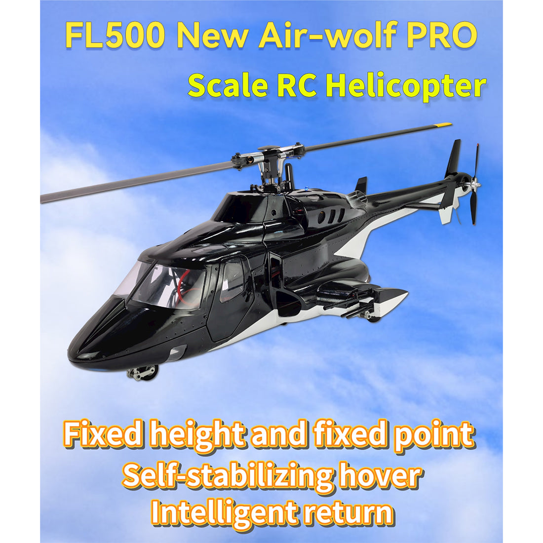 FLISHRC Airwolf Pro FL500 500-Class 6CH Scale RC Helicopter with L7 Flight Controller & 4-Mode GPS, 2.4GHz RTF