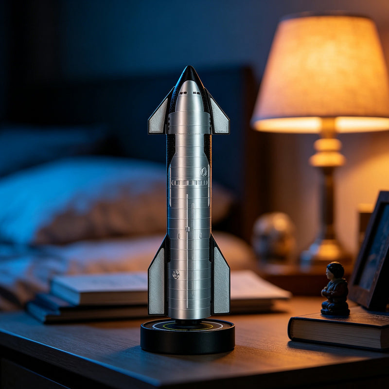spacecraft desktop humidifier, usb rechargeable mist diffuser with red led light for gaming desk & home decor