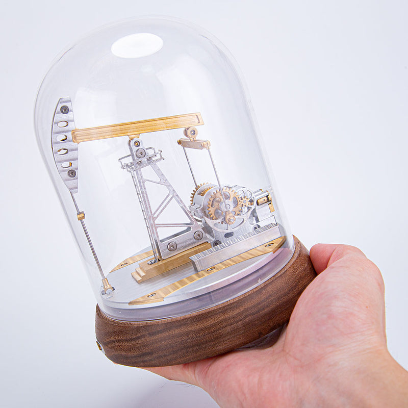 Travelling beam oil pumping machines model with North American black walnut base - EngineDIY