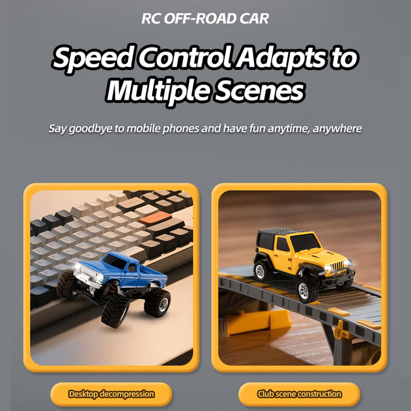 1/36 scale 2.4g 4wd proportional rc off-road car – led lights, long battery life