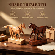 wooden mechanical horse automaton model, handcrafted dynamic horse sculpture with moving limbs & tail, desktop art decor (assembled)