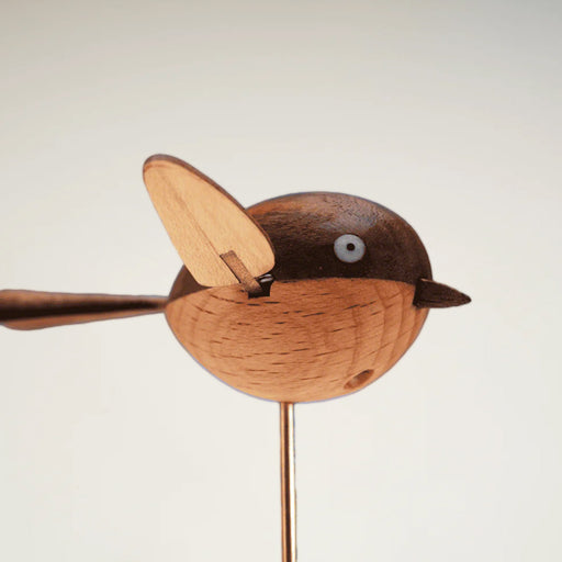 handcrafted wooden long-tailed tit bird model - desktop stress relief display