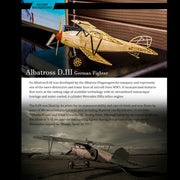 1/18 Scale Albatros D.III WWI Fighter Aircraft Wooden Model Kit, German Biplane Assembly Model, Precision-Cut Skeleton Structure DIY Display for Aviation Collectors