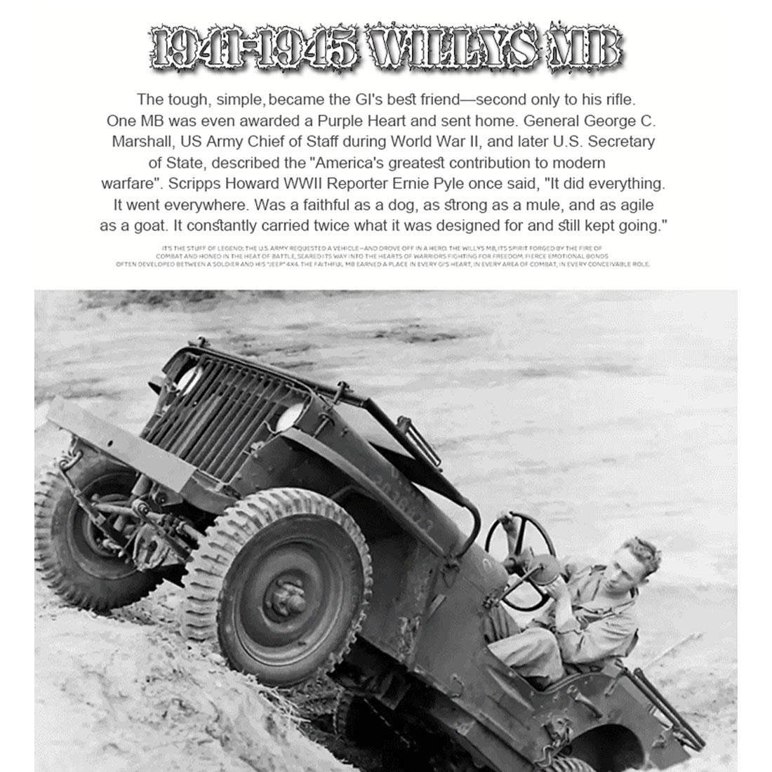 1/14 scale 2.4g u.s. willys rc simulation off-road car model with dual-speed switching
