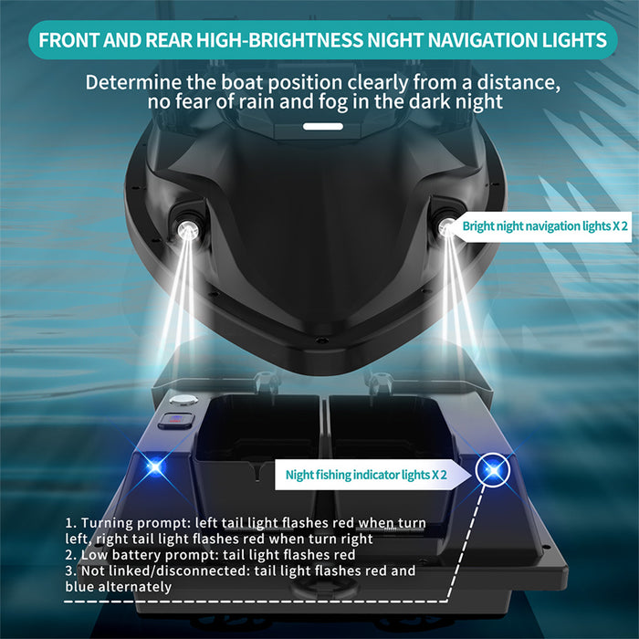 v803 rc bait boat - 4-compartment, dual antenna, 4 fishing zones, 200 waypoints