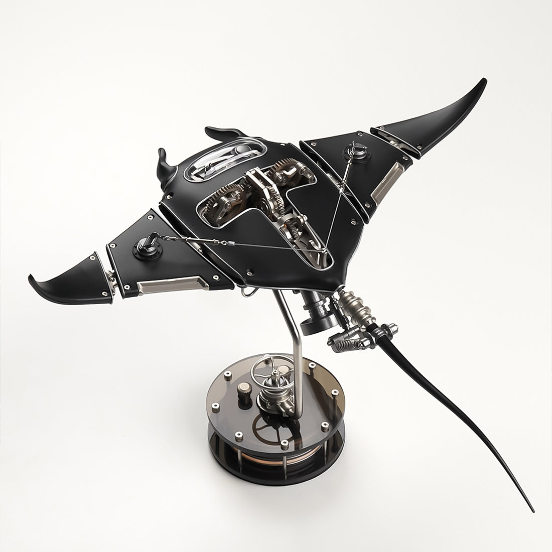 Manta Ray Mechanical Marine Biological 3D Metal Assembly Model with Lights -ENGINEDIY