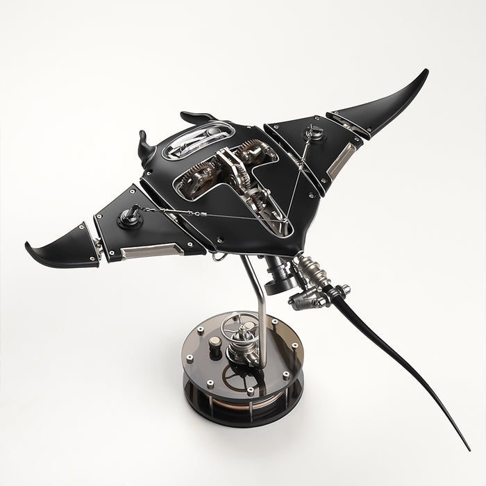 Manta Ray Mechanical Marine Biological 3D Metal Assembly Model with Lights -ENGINEDIY