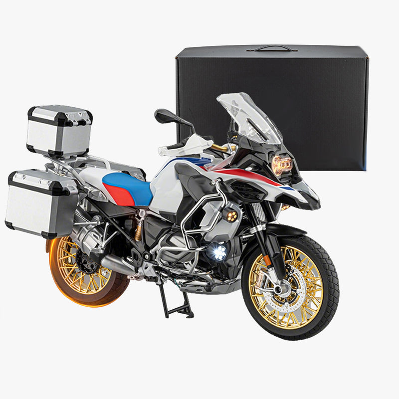 1/6 alloy r1250gs rc motorcycle model with remote control, ignition, sound, led lights & exhaust spray