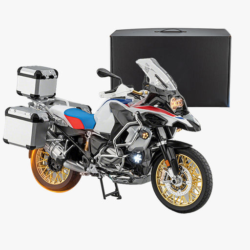 1/6 alloy r1250gs rc motorcycle model with remote control, ignition, sound, led lights & exhaust spray