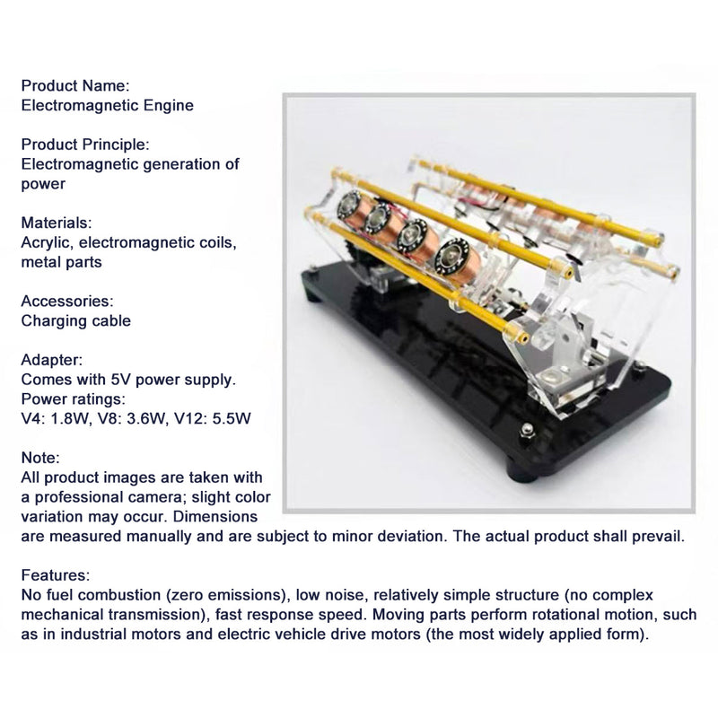 Electromagnetic Engine Model, V12 Multi Cylinder Electromagnet Motor for Physics Teaching-EngineDIY