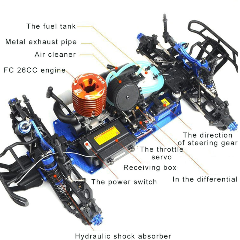 hsp 94972 1/8 scale 2.4g 4wd rc off-road car model with fc.26cxp nitro engine