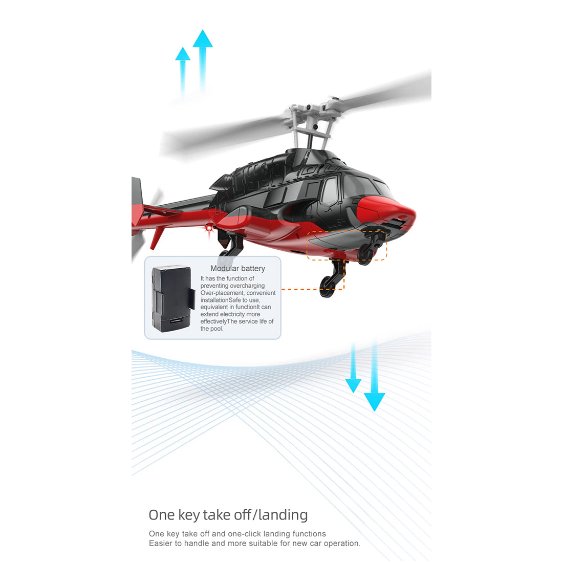 rc era a61 1/52 scale airwolf 2.4g 4ch single rotor flybarless mini rc helicopter model with optical flow altitude hold rtf
