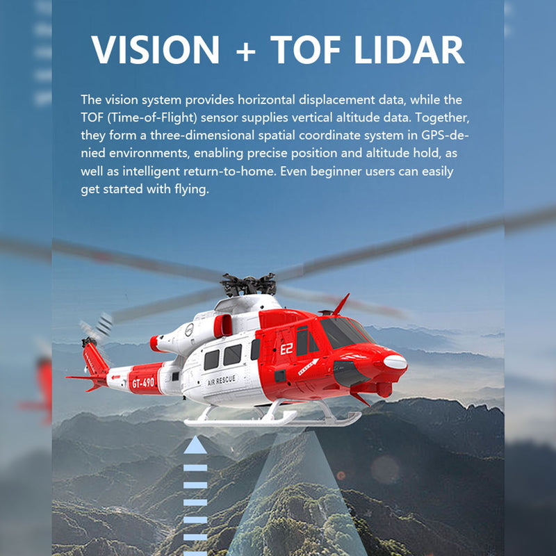 goosky e2 uh-1y 2.4g 6ch dual brushless direct drive rc rescue simulation helicopter model with lidar positioning