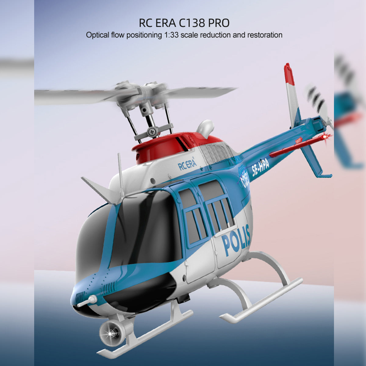 rc era c138pro 1/33 scale bell 206 2.4g 6ch flybarless single-rotor rc helicopter model with one-touch inverted flight (rtf version/police livery)