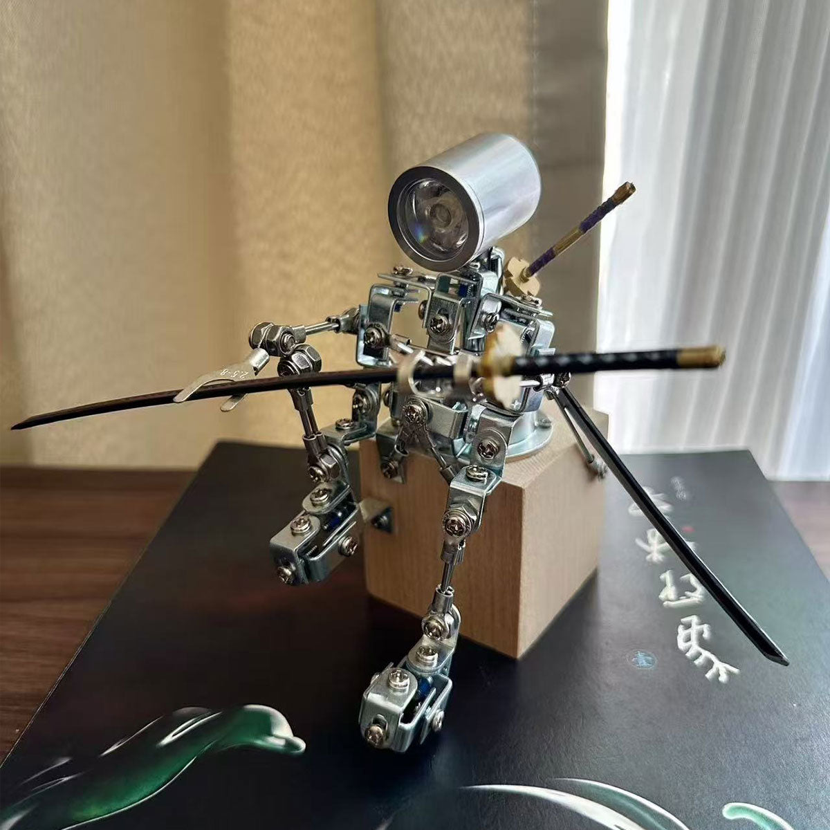 3d metal steampunk shining blade steel samurai model