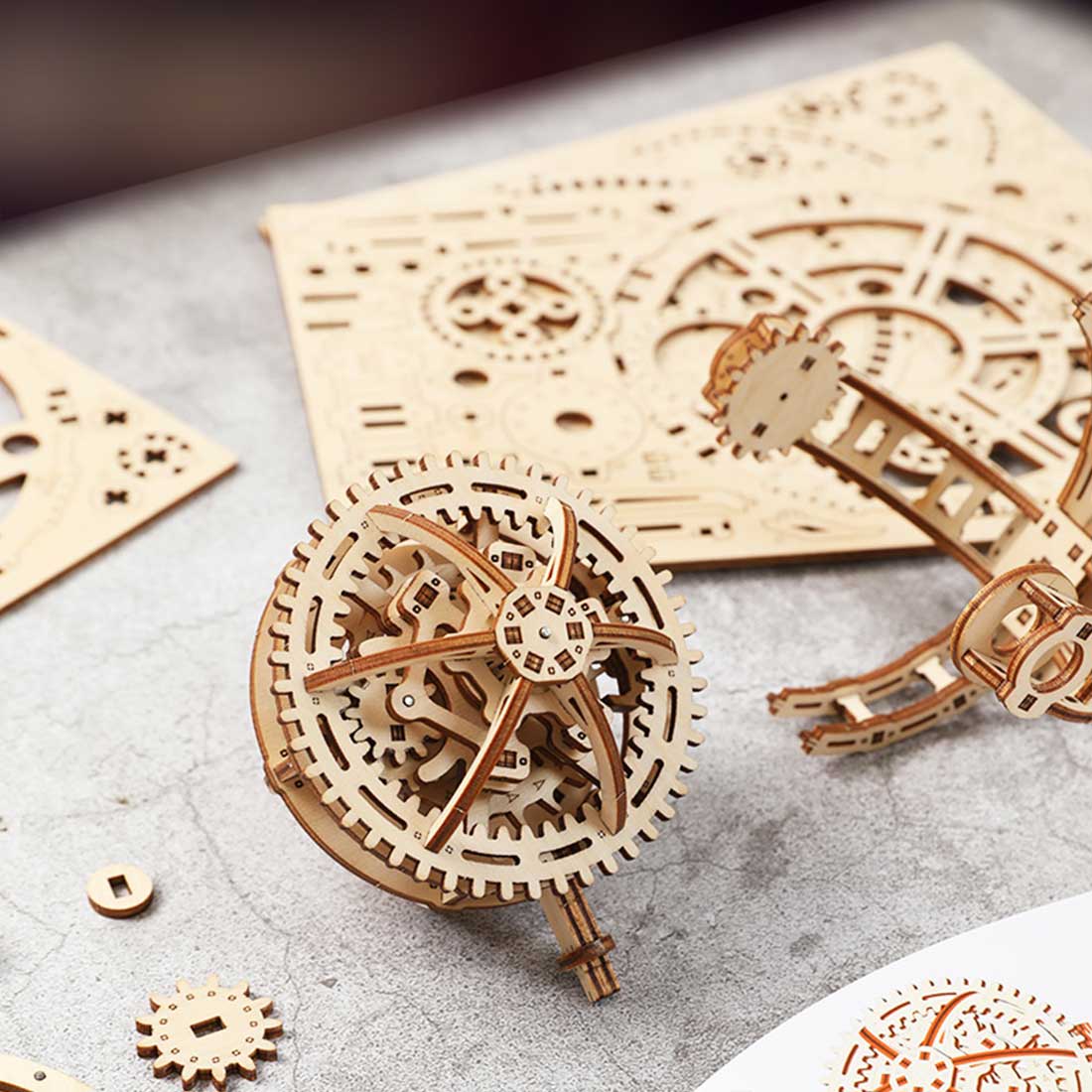 Wooden Tourbillon Timer 3D Assembly Model Kit with Mechanical Transmis ...