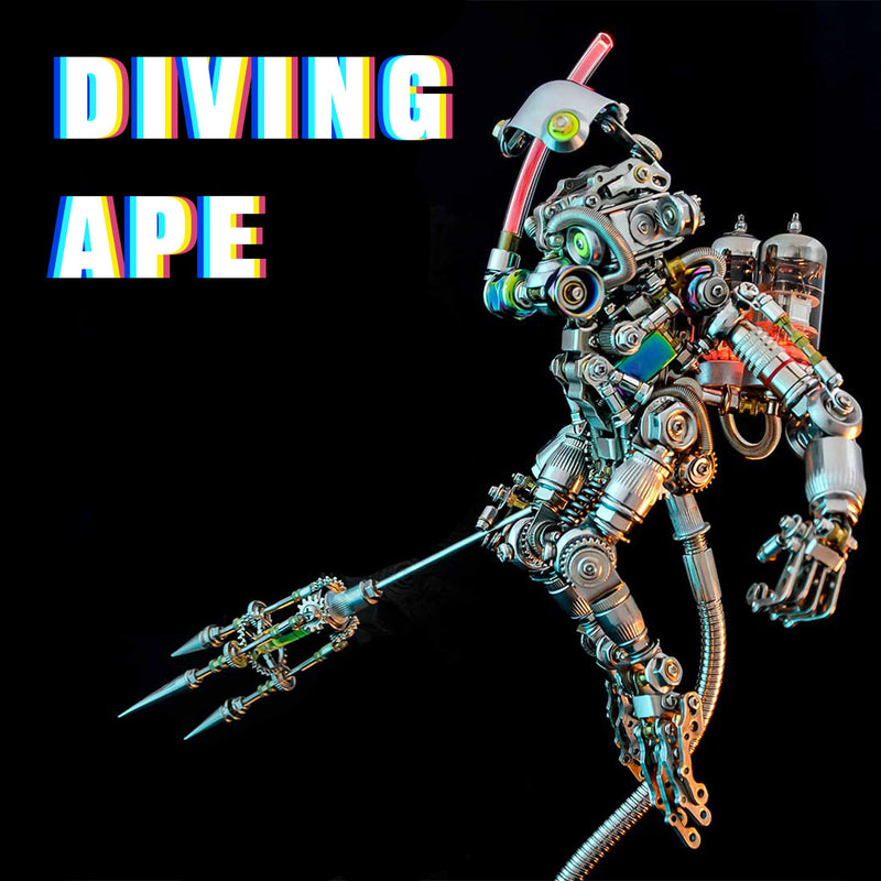 3D Mechanical Diver Ape DIY Metal Assembly Model Colorful Creative Ornament -700+PCS - EngineDIY