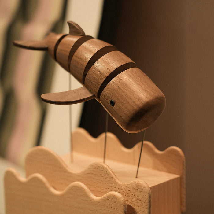wooden whale dynamic model - desktop stress relief display