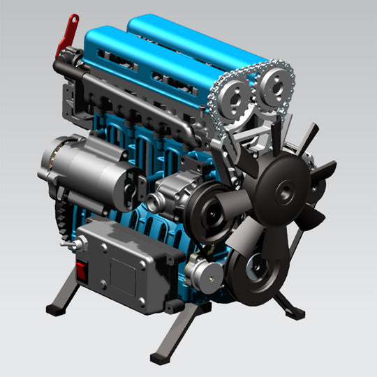TECHING L4 Engine Model Kit that Works - Build Your Own Engine - Full Metal 4 Cylinder Car Engine Kit Car Engine Model Upgraded Version - EngineDIY