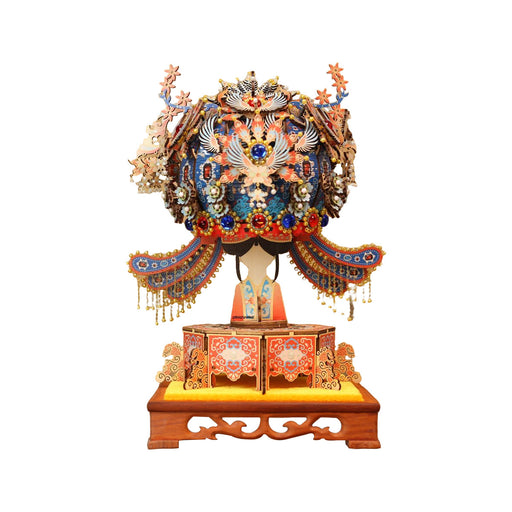 wooden diy phoenix crown music box model kit christmas desk decor