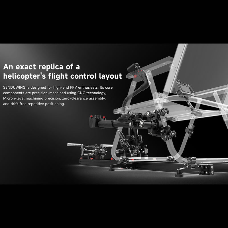 h17 helicopter flight simulator controller, 17ch edgetx transmitter with cnc metal frame, collective pitch lever, cyclic stick & foot pedals