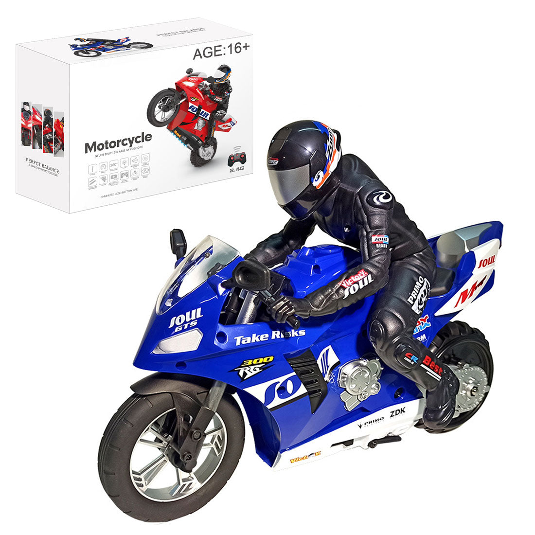 1/6 scale 2.4ghz rc dual-motor electric two-wheel self-balancing motorcycle model with six-axis gyroscope