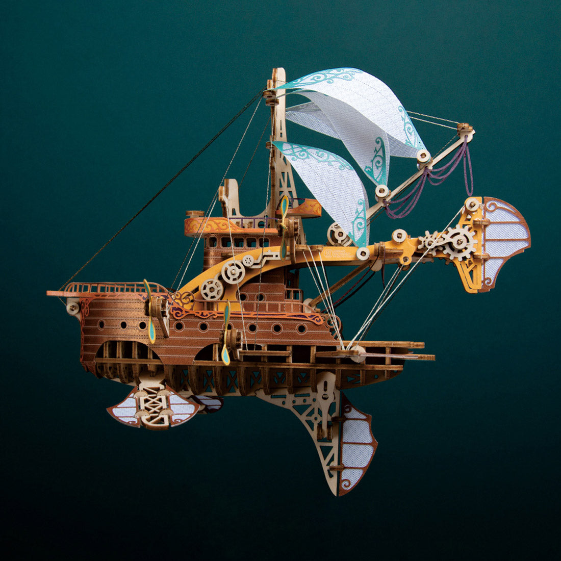 3D Wooden Steampunk Puzzle Toy Model DIY Fantasy Spaceship