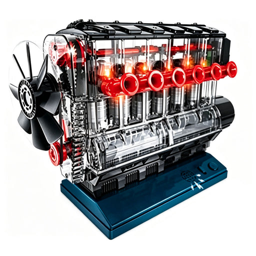 inline 6-cylinder engine model kit that works - build your own engine - transparent internal combustion engine diy assembly kit with motor drive, moving pistons and led effect